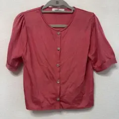 ギャラリービスコンティ ピンク カーディガン 半袖 ボタン付き