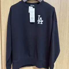 S 新品 レディース MLB LAロゴワッペン ブラック スウェット