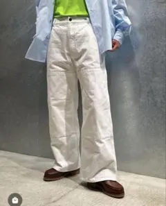 H beauty&youth ホワイトワイドデニム　ダブルニー