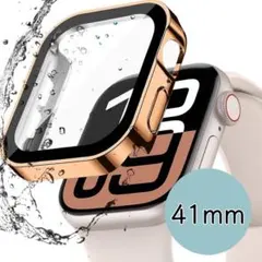 Apple watch ケースキズ防止 全面保護 光沢のローズゴールド 41mm