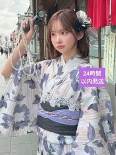 新品　GRL　グレイル　水彩花柄浴衣単品　浴衣のみ[gi1505]