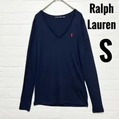 ラルフローレン　ロンT Vネック　長袖　Tシャツ 刺繍　ロゴ ネイビー 【S】
