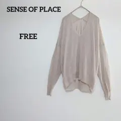 センスオブプレイス セーター 長袖 Vネックルーズシアーベージュ ニット F