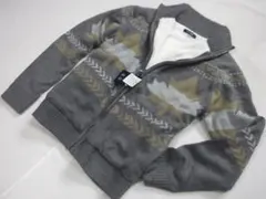 【新品/即戦力/楓柄】ノルディック柄 裏ボア フルジップ ニットJKT■L