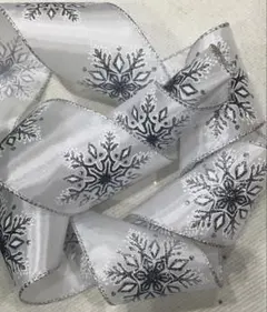 【ワイヤーエッジリボン】 ・スノーフレイク① ・幅6.3㌢・2m