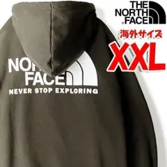 ノースフェイス パーカー メンズ バックプリント カーキ 海外XXLサイズ tb
