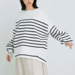 セール⭐️アダムエロペ ボーダー接結フォルムプルオーバー 定価¥1.5万