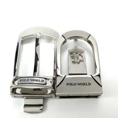 S880　POLO WORLD ベルト バックル 2個 金具 交換 シルバー
