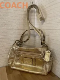 【お買い得】COACH コーチ　ショルダーバッグ　ゴールド　レザー　おしゃれ