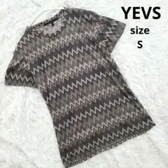 YEVS/イーブスシェブロン柄総柄クルーネック半袖カットソーTシャツメンズSのサムネイル