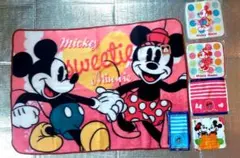 未使用 ミッキーマウス・ミニーマウス膝掛けとタオルセット、