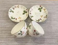 送料込み・ウェッジウッド・ワイルドストロベリーパステルジャパニーズカッブ金縁茶器