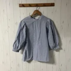 ストライプ バルーン袖 シャツ