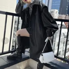 PAGEBOY エコレザーカスタムロングブルゾン ブラック タグ付き