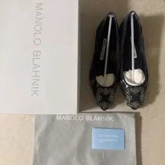 Manolo Blahnik レース フラットシューズ ハンギシ 新品 マノロのサムネイル