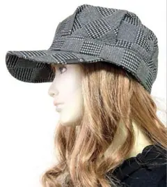 新品未使用 グレンチェック キャスケット キャップ グレー