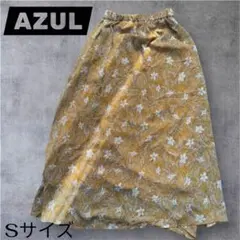 AZUL アズール花柄ロングスカート Sサイズ　マスタード色系　黄色系