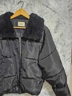 【美品】MURUA ムルーア ボリューム ボアカラー パファージャケット 黒 F