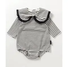 ストライプロンパース 襟付き