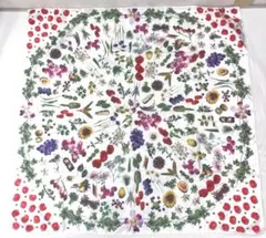 オールド レトロ 古着小物 植物 花 果物　野菜 プリント スカーフ