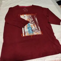 メンズ　五分袖Tシャツ　L