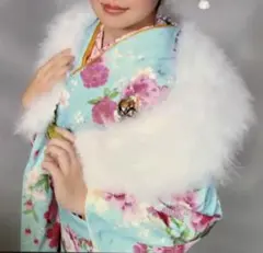 【宅急便発送】　成人式　ふわふわ　ファー　ショール　★保存状態良好★
