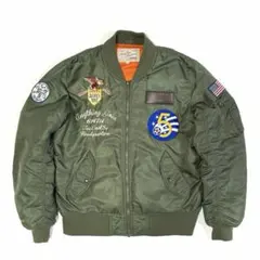 極美品 アヴィレックス MA-1 豪華ワッペン フライトジャケット 美品/希少✨AVIREX フライトジャケット MA-1 刺繍 ワッペン L 希少