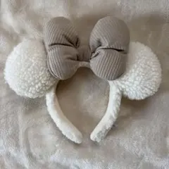 ディズニー ミッキー型カチューシャ アイボリー・グレー 冬ディズニー