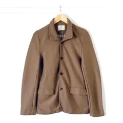 【良品】ビューティーアンドユース 裏ストライプカジュアルジャケット 綿×毛 茶