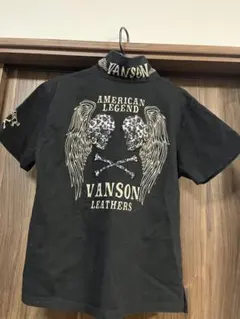 【vanson】バンソン　豹柄刺繍ロゴポロシャツ　ブラック　Lサイズのサムネイル