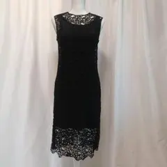 黒 レース編み ノースリーブミニワンピース　М