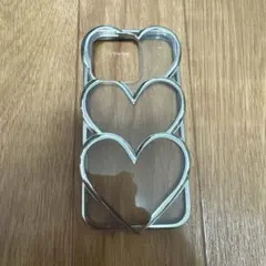 iPhone15Pro ハートクリアバンパーケース　シルバー　ハート型