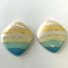 6101 イエローとブルーのストライプグラデーションピアス