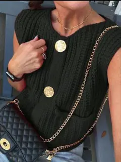 SHEIN Essnce 二つポケット付き ゆったり メタルボタン