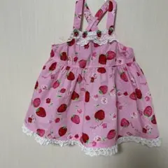 ハンドメイド♡犬服 苺の3段フリルキャミワンピース(ミント×ピンク