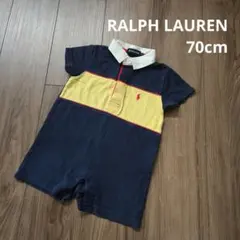【RALPH LAUREN】半袖 ロンパース ショートオール ネイビー 日本製