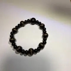 念珠 黒木製ビーズブレスレット 約19cm