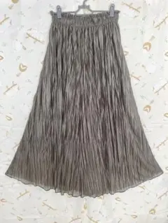 グレー　プリーツスカート　ロング丈