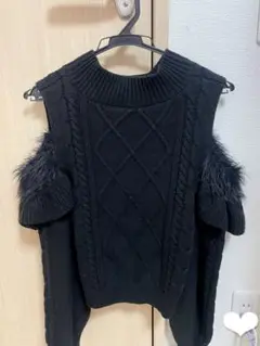 GRL フェザーショルダーオープンニットトップス tt012