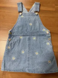 プティマイン　花柄刺繍デニムジャンパースカート