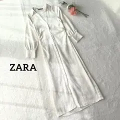 【美品✨】ZARA ザラ ワンピース ジャガード アイボリー　花柄　長袖　総柄