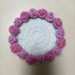 ハンドメイド かぎ針編み フラワーブーケ コースター