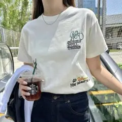 ランダム ロゴ 刺繍 エンブロイダリー 半袖 Tシャツ