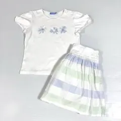 familiar 花柄Tシャツとストライプスカート 120〜130