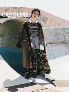 CREOLME フェアアイル柄ニット ベルト付　グレー