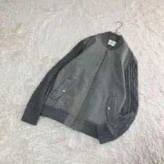 【ザショップティーケー】ニットブルゾン　ケーブルニットライダース　切替　美品