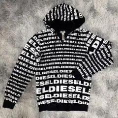 DIESEL 総柄 ロゴ パーカー ブラック ホワイトのサムネイル