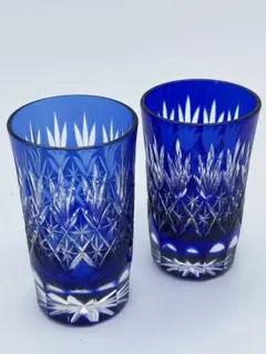 江戸切子 ペアグラス 瑠璃色 2客 冷酒 伝統工芸品 ビールグラス タンブラー②