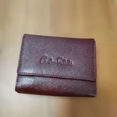 CARLOS　FALCHI　三つ折り財布　赤茶のサムネイル
