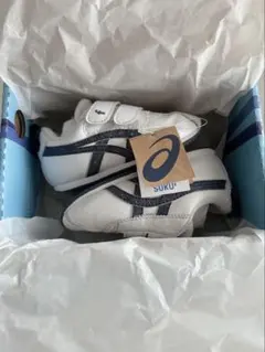 ファミリア　ASICS スニーカー 14.0cm ホワイト/ネイビー